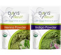 Davis Finest Henna & Indigo Powder Pure Hair Dye 500g, Combo Pack - Organic, 250g Henna & 250g Indigo, Natural Hair Colour Beard Dye, PPD-Free, Vegan