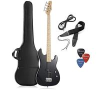 Davison Guitars Guitars 4 String Electric Bass Guitar, Black - Full Size Right Handed Beginner Kit with Gig Bag and Accessories