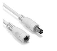 Davitu 100pcs 5.5mm x 2.1mm DC Extension Cable - 50cm, 1m, 2m Lengths for CCTV and LED Strip Lighting, 20AWG, 12V, 5A, White(White/3m)
