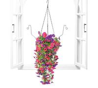 Davivian Artificial Hangable Plants | Realistic Floral Home Garden Decor | Hangable Baskets with Artificial Flowers | for Porch Yard Window Hallway Dining Room Balcony Hotel Wedding Party