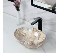 Davivy 16'' X 13'' Nordic Marbling Oval Vessel Sink with Pop Up Drain,Ceramic Vessel Sink,Bathroom Sinks Above Counter,Bathroom Vessel Sinks,Counter top Sink,Oval Sink Bowls for Bathroom