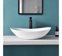 Davivy 24'' X 13.8'' Oval Vessel Sink with Pop Up Drain,Bathroom Vessel Sinks,Bathroom Sinks Above Counter,White Vessel Sink,Counter top Sink,Ceramic Vessel Sink,Oval Sink Bowls for Bathroom