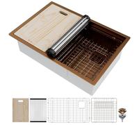 Davivy 31 Inch Kitchen Sink, 31x21 Inch Single Bowl Undermount Workstation Sink with Double Track, 16 Gauge Rose Gold Stainless Steel Work Station Kitchen Sink with Multiple Accessories