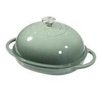 Davivy 5.5L Oval Enamelled Cast Iron Dutch Oven for Sourdough Bread, 6QT Dutch Oven Pot with Domed Lid, Cast Iron Bread Pot (Sea Salt Green, Standard)