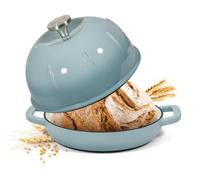 Davivy 5.5QT/25cm Enamelled Cast Iron Dutch Oven for Sourdough Bread, Dutch Oven Pot with Domed Lid, Cast Iron Bread Pot - Standard, Sea Salt Blue