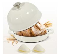 Davivy 5.5QT/25cm Enamelled Cast Iron Dutch Oven for Sourdough Bread, Dutch Oven Pot with Domed Lid, Cast Iron Bread Pot - with Mini Oven Gloves, White