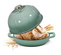 Davivy 5.5QT/25cm Enamelled Cast Iron Dutch Oven for Sourdough Bread, Dutch Oven Pot with Domed Lid, Cast Iron Bread Pot - Standard, Sea Salt Green