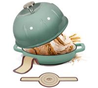 Davivy 5.5QT/25cm Enamelled Cast Iron Dutch Oven for Sourdough Bread, Dutch Oven Pot with Domed Lid - with Bread Sling, Sea Salt Green