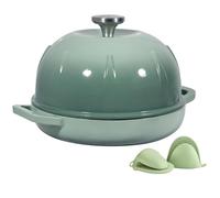 Davivy 5 QT Enameled Cast Iron Dutch Oven, Round Bread Cloche, Sourdough Dutch Oven with Silicone Mini Pot Holders - Light Green