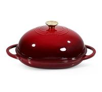 Davivy 6qt Cast Iron Oval Dutch Oven with Domed Lid, Bread Dutch Oven for Sourdough Bread Baking, Enameled Oval Sourdough Bread Pan 6qt, Cast Iron Loaf Pan with Lid - Ruby Red