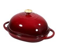 Davivy 6QT Oval Cast Iron Dutch Oven for Sourdough Bread, 8.7" x 11" Dutch Oven Pot with Domed Lid, Enamelled Cast Iron Bread Pot (Ruby Red, Standard)