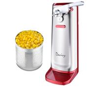 Davivy Electric Can Opener, Removable Stainless Steel Cutter and 3-in-1 Design with Sharpener and Bottle Opener (Red-Stainless Steel)