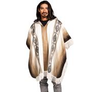 DAVLINA, Alpaca Wool Poncho Hooded - Lightweight, Unique and handmade in Ecuador. Warm and Soft Wool Poncho. - brown - One size