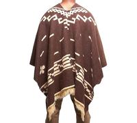 DAVLINA, Clint Eastwood, Alpaca Wool Poncho: Western Style, Unique and Handmade in Ecuador. Thick, Warm and Soft Wool Poncho, Brown, One size