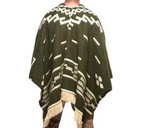 DAVLINA, Clint Eastwood, Alpaca Wool Poncho: Western Style, Unique and Handmade in Ecuador. Thick, Warm and Soft Wool Poncho (Olive Green)
