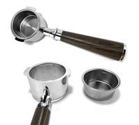 Davonpha 51mm 2-Ear Bottomless Portafilter, Black Walnut Handle | Fits DeLonghi ECP3420 EC155 EC260 BCO430, includes double shot basket, Not compatible with Dedica EC685 EC785
