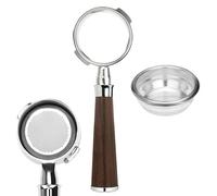 Davonpha 58mm 2-Ear Bottomless Portafilter Black Walnut Handle | Stainless steel 2 ear design, includes filter basket Compatible with Gaggia 58mm machines. NOT compatible with E61 groupheads