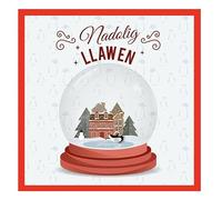 Davora Welsh Snow Globe Christmas Card, 15 x 15 cm, Nadolig Llawen Greeting with Envelope
