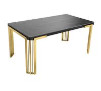 davos black sintered stone dining table with gold frame