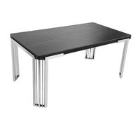 davos black sintered stone dining table with silver frame
