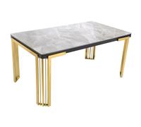 davos grey sintered stone dining table with gold frame