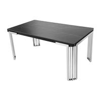 davos large black sintered stone dining table with silver frame