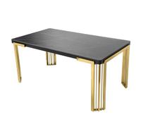 davos small black sintered stone dining table with gold frame
