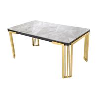 davos small grey sintered stone dining table with gold frame