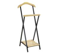 davos solid wood valet stand in natural with black metal frame