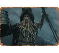 Davy Jones, Pirates Of The Caribbean: Dead Man's Chest, Pirates Of The Caribbean, Movie Vintage Metal Tin Sign Retro Funny Tin Sign for Home Bar Pub Kitchen Garage Restaurant Wall Decor-8" x 12"-Inch