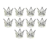 Dawafit 10Pcs Mini Crown Princess Topper Crystal Children Hair Ornaments for Wedding Birthday Cake Decorating Tools Silver