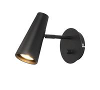 DAWALIGHT Dimmable Wall Spotlights with Switch LED 5W 3000K Warm White GU10 Single Wall Light Indoor Adjustable Wall Sconce for Living Room Bedroom Hallway Hotel, Aluminum, Black