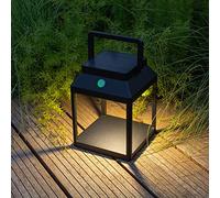 DAWALIGHT Outdoor Table Lamp 3 Level Brightness LED Lantern Lamp IP44 Waterproof Portable USB Rechargeable Solar Table Touch Lights Cordless Lighting for Garden Home Camping, Aluminum, Black