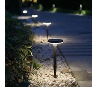 DAWALIGHT Solar Garden Lights Stakes 4 Pack IP65 Waterproof LED Pathway Lights Outdoor 3000K Warm White Dusk Till Dawn Landscape Light for Walkway Patio Yard Lawn Driveway, Black