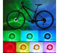 DAWAY A16 Plus USB Rechargeable 7-Color LED Bike Wheel Lights (2-Tire Pack) with Motion Sensor & Disco Modes - Waterproof Bright Spoke Lights, Safety Glow for Kids, Teens & Adults (Fits 20-39mm Hubs)