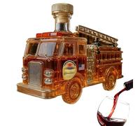 DAWCBVJQ 300ML Fire Truck Whiskey Decanter, Fire Truck Whiskey Bottle, Hand-Carved Alcohol Decanter Novelty Wine Bottle, Funny Container, Bourbon Decanters Liquor Bottles for Wine Bourbon Cocktail