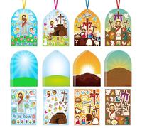 DAWCBVJQ 36 Piece Set Easter Resurrection Scene Sticker, Make an Easter He Lives Sticker for Kids, Christian Jesus Stickers, Christian Nativity Religious Stickers for Kids Festival Supplies
