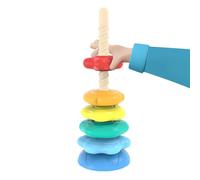 DAWCBVJQ Baby Stacking Rings, Rotating Ring Stack Baby Toy Blocks Sensory Play Tower Activity Cube for Sorting Development Fine Motor Skills Girl Boy
