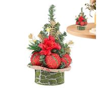 DAWCBVJQ Desk Christmas Tree,8.66in Holiday Ornaments | with Ball and Flower Tiny Christmas Tree,for Living Room, Nursery, Bedside, Fireplace, Workplace, Dorm
