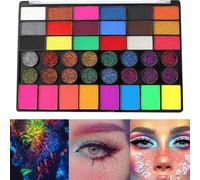 DAWCBVJQ Face Paint Palette - 42-Color Fluorescent Halloween Makeup Palette | Fluorescent Face Paint for Halloween Cosplay Festival Christmas Party Theater Kids Adults Women Girls