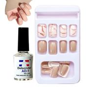 DAWCBVJQ Press Nails,Press False Fake Short Nails | Short Square Fake Nails, Wedding False Nails for Girls, Women, Friends