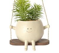 DAWCBVJQ Swing Face Planter Pot, Smile Face Hanging Plant Pot, 11x8x14cm Small Hanging Resin Flower Head Pla-nters, Hanging Flower Cute Plant Pot Indoor Outdoor For Home Office Balcony Garden Decor