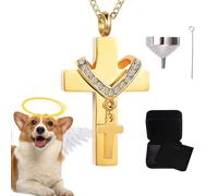 DAWCBVJQ Urn Jewellery for Ashes, Memorial Ashes Pendant, Creative Cross Urn Pendant Necklace with Compartment for Remembrance, Cremation, Home Decoration, Funeral, Siehe Beschreibung, Metal, See