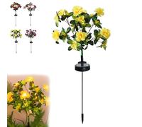 Dawhare Memorial Garden Bloom Lights - Featuring Ultra-Realistic Artificial Petals, Solar Azalea Flowers Light, Outdoor for Yard Patio Pathway Lawn Fence Cemetery (Yellow, Colorful Light)