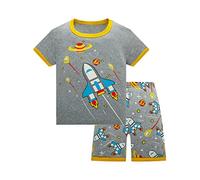 DAWILS Boys Pyjamas Sets Summer Rocket Space Sleepwear Short Cotton Kids Pjs 2 Piece 6 Year