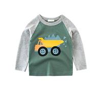 DAWILS Boys T-Shirt Long Sleeve for Kids Bulldozer Sweatshirt Crew Neck Tee Shirt Jumper Tops Age 3 Years