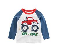 DAWILS Boys T-Shirt Long Sleeve for Kids Car Excavator Bus Bulldozer Cotton Sweatshirt Crew Neck Tee Shirt Jumper Tops 2-7 Years