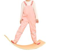 DAWILS Kids Fleece Lined Rain Trousers Unisex Boys Bib Pants Girls Waterproof Fleece-Lined Rain Snow Pants Children's PU Mud Pants Rain Dungarees Baby Overall Trousers Pink 3 Years
