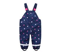 DAWILS Kids Rain Trousers Bib Overall Trousers Mud Pants Waterproof Dungarees Strawberry Rain Pants Toddler Puddle Suit for Outdoor Play 2-3 Years Navy Blue