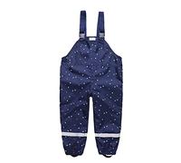 DAWILS Kids Rain Trousers Boys Bib Pants Waterproof Overall Girls Mud Dungarees Children's Star Rain Toddler Puddle Suit for Outdoor Play 12 Months Navy Blue